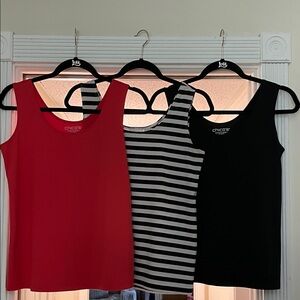 Bundle of 3 Chico’s sz1=M microfiber tanks. Exc condition.